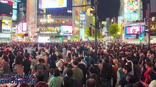 𝟜𝕂 さすが連休初日夜！人出がすごい渋谷スクランブル交差点＆ハチ公前広場 2024