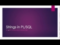 Strings in PL SQL Tutorial