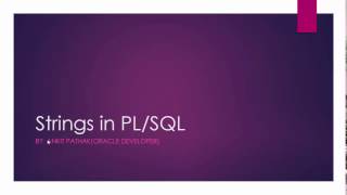 Strings in PL SQL Tutorial