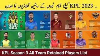 KPL Season 2 Final 2022 | KPL 2023 All Team Retained Players List | KPL Season 3 All Team Squad
