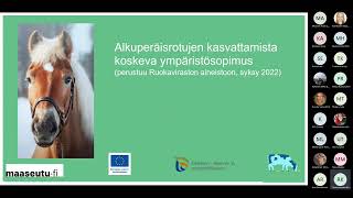 Alkuperäisrotujen kasvattamista koskevat ympäristösopimukset - CAP27-koulutus 2.2.2023