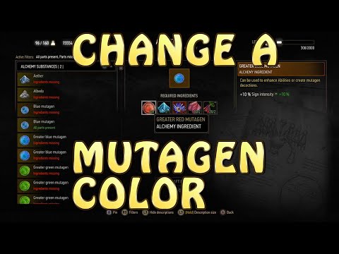 Witcher 3: Blood and Wine-- How To CHANGE/TRANSMUTE MUTAGENS into a DIFFERENT COLOR! 1080p60 PS4 Witcher 3: Blood and Wine-- How To CHANGE/TRANSMUTE MUTAGENS into a DIFFERENT COLOR! 1080p60 PS4