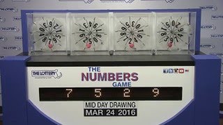 Midday Numbers Game Drawing: Thursday, March 24, 2016