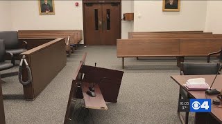 Courtroom damaged after multiple fights break out during murder trial hearing