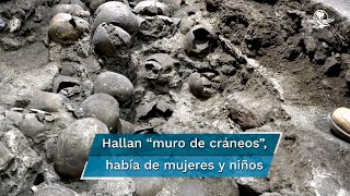 Descubren otra parte del muro de cráneos de Tenochtitlan