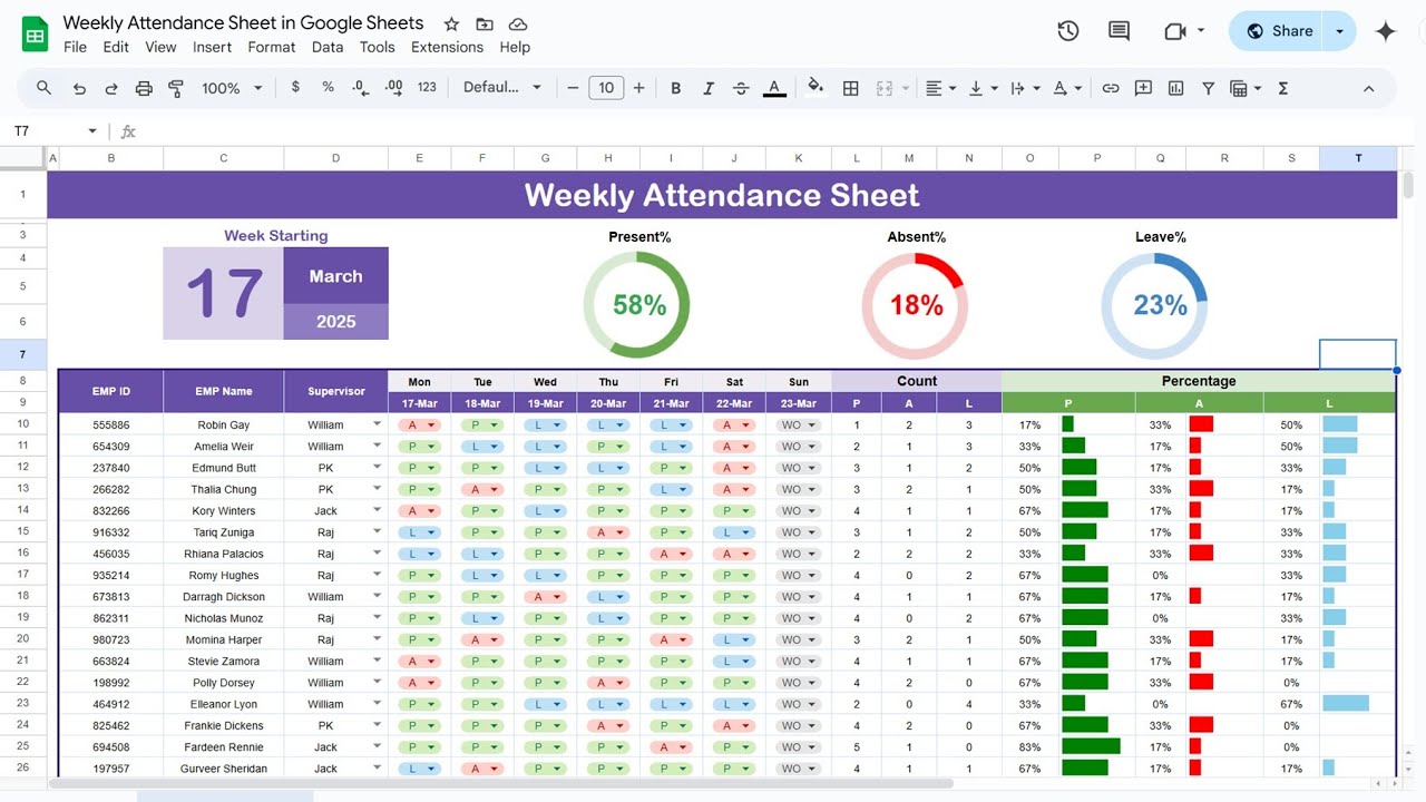 Weekly Attendance Tracker In Google Sheets Youtube