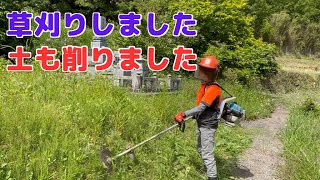 土を削ったりしながら無理しない程度に草刈りしました