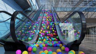 Balls on escalator | Blender Rigid body simulation