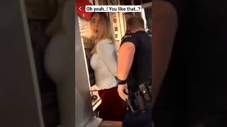 Drunk blonde girl did this when cop arresting her