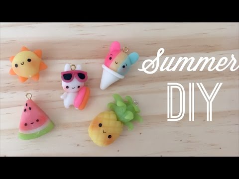 Kawaii Polymer Clay Tutorial - DIY Cute Summer Charms Kawaii Polymer Clay Tutorial - DIY Cute Summer Charms