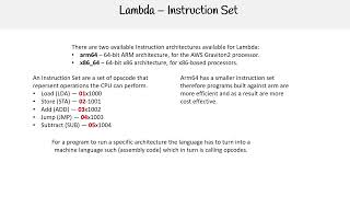 Lambda Instruction Sets - AWS Solutions Architect Associate SAA-C03