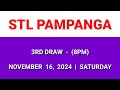 STL PAMPANGA 3rd draw result today 8PM draw evening result Philippines November 16, 2024 Saturday