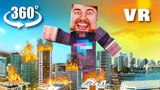 VR 360° GIANT MRBEAST ATTACK in the City (Minecraft Animation)