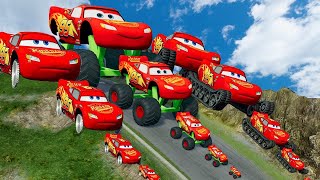 TRANSPORTING PIXAR CARS \u0026 FRUITS WITH COLORED \u0026 JOHN DEERE VS CLAAS VS TRACTORS - BeamNG.drive #983