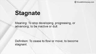 Stagnate Meaning