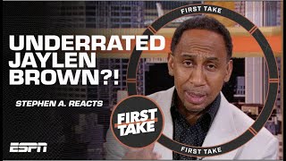 Stephen A. REVEALS SOURCES INFO when discussing ‘UNDERRATED’ Jaylen Brown 🍿 | First Take
