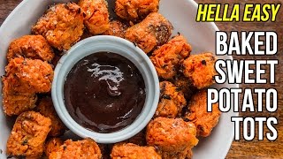 Hella Easy Baked Sweet Potato Tots / Croquetas de Batata al Horno