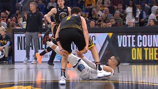 Klay Thompson taunts Dillon Brooks while he's on the ground after hitting a shot 😂