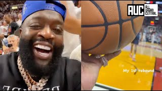 Rick Ross Grabs His 1st NBA Rebound At Miami Heat Playoff Game 🤣