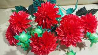 Cara Membuat Bunga Dahlia Merah dari Kantong Plastik Kresek