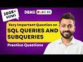 Lec-85: 3 Imp Questions on SQL basic Concepts | DBMS