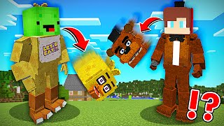JJ and Mikey Became FNAF in Minecraft - Maizen Nico Cash Smirky Cloudy