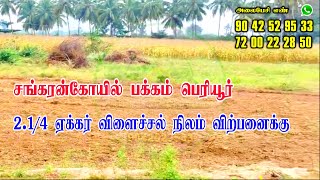 தென்காசி மாவட்டம், சங்கரன்கோயில் பக்கம் பெரியூரில் 2.5 ஏக்கர் விளைச்சல் நிலம் விற்பனைக்கு.