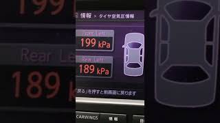 GT-Rはタイヤ空気圧情報を見る機能あるです。でも車イラストはセダン車です🥹高速乗ると圧がグッと上昇します。温まるから？かな？？分からない😭