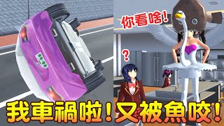 【樱花校园模拟器】我車禍啦!又被魚咬!新手第一天就闖禍?