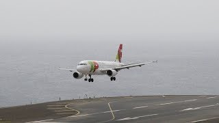 Madeira Airport Landings with strong wind on the 25th of March 2019 including failed land