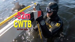 Freediving to 52 meters @ lake Päijänne (surface video)