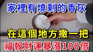 家裡有燒剩的香灰嗎？快在「這個地方」撒一把，福報財運暴漲一百倍！|平安是福 #運勢 #風水 #佛教 #生肖 #佛語禪心 #人生感悟 #智慧 #一禪語 #分享 #手寫