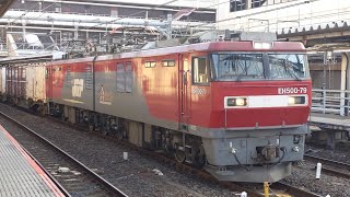 【豪快なジョイント音！\u0026遅延貨物】JR貨物 EH500-79号機+コキ23B 仙A143仕業[3089レ] 仙台タ行 大宮駅通過！[2024.03.15(金)]