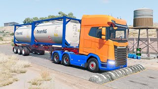 Trucks and Cars vs Speed Bumps | BeamNG Drive | TrucksVs