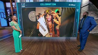 I got caught in the Nuggets' champagne celebration | NBA Today | Malika Andrews on ESPN
