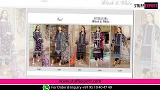 Shree Ayesha Zara Black And White Designer Wear Pure Cotton Pakistani Dress Material Catalog