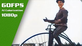 Old Bicycle Footage (1915) - [60fps Restored HD Video | AI Colorization] - Old Videos In Color