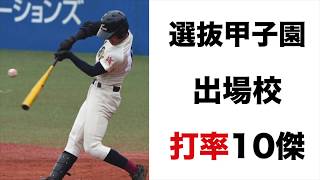 選抜甲子園2019 出場校の打率・上位10傑を発表！！