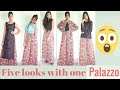 5 different looks with just 1 Palazzo|palazzo hack|Hanshika's Fashion World