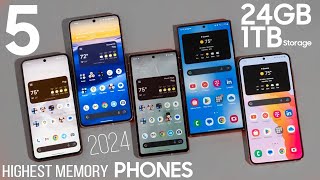 TOP 5 Best 24GB RAM + 1TB Storage Android Smartphones 2024 — Highest Memory Mobile Phones 2024