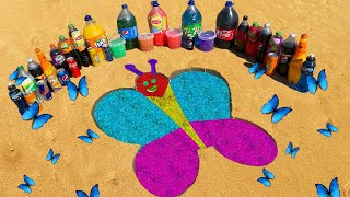 EXPERIMENT!! Butterfly And Orbeez, Coca Cola,Different Fanta, Pepsi,Sprite, Mentos Big Underground