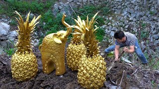 The boy explored the ancient well for thousands of years, found the buried treasure, and got lucky