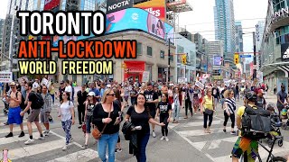 Anti-lockdown Protest in Downtown TORONTO, World Freedom March May 15, 2021