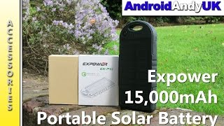 Expower 15,000 mAh Quick Charge 2.0 Solar Portable Battery Charger