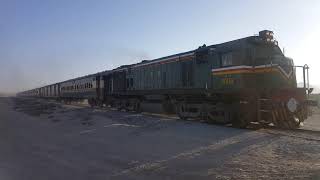 Pakistan Railways. Nawab Akbar Bugti express crossing Dasht Balochistan