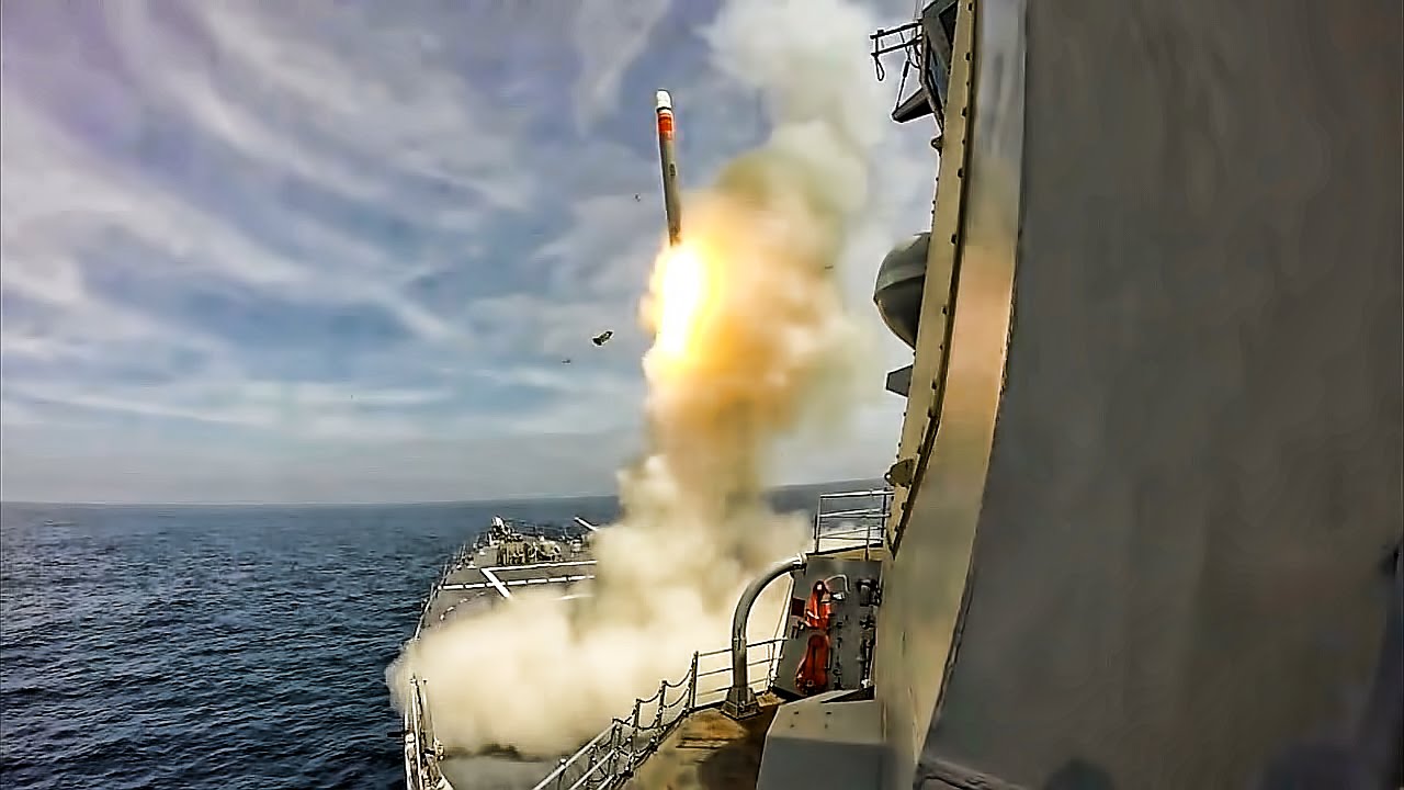 Navy Ship Test Fires Tomahawk Cruise Missile • Split Views - YouTube