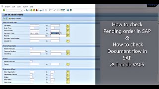 How to check Pending order in SAP \u0026 How to check Documents Flow in SAP : VA05