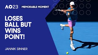 Jannik Sinner Loses the Ball but Wins the Point! | Australian Open 2023