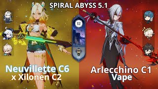 Spiral Abyss Floor 12 | Neuvillette C6 x Xilonen C2 & Arlecchino C1 Vape | Genshin Impact v5.1