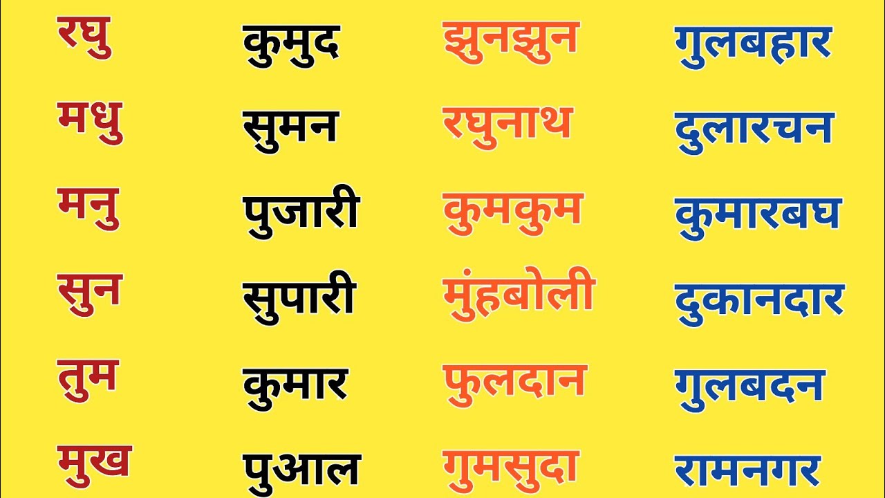 छोटा उ की मात्रा वाले शब्द। Chhoti U Ki Matra Wale Shabd। Learn Hindi ...